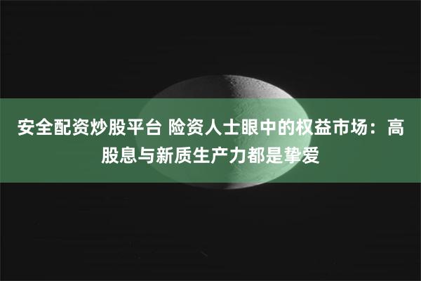 安全配资炒股平台 险资人士眼中的权益市场：高股息与新质生产力都是挚爱